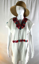 Load image into Gallery viewer, Mexican Embroidered Tunic Mini Dress - Ivory
