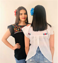 Load image into Gallery viewer, Floral Embroidered Mexican Blouse - (S/M - One Size)
