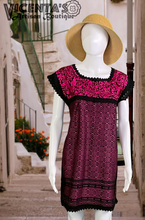 Load image into Gallery viewer, Embroidered Paloma Mexican Dress Green/Fushia - One size (S/M)
