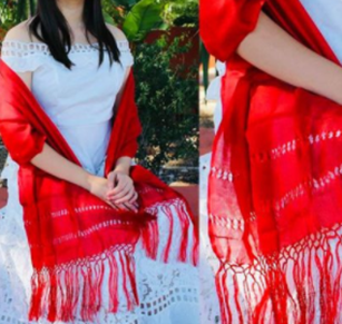 Mexican Red Rebozo/Shawl (Artiseda)