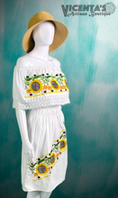 Load image into Gallery viewer, Artisan Mexican Dress with Embroidered Sunflowers (Size M)
