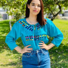 Load image into Gallery viewer, Muñequitas Embroidered Blouse (3/4 Sleeve) - Medium/One Size
