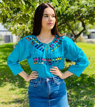 Load image into Gallery viewer, Muñequitas Embroidered Blouse (3/4 Sleeve) - Medium/One Size
