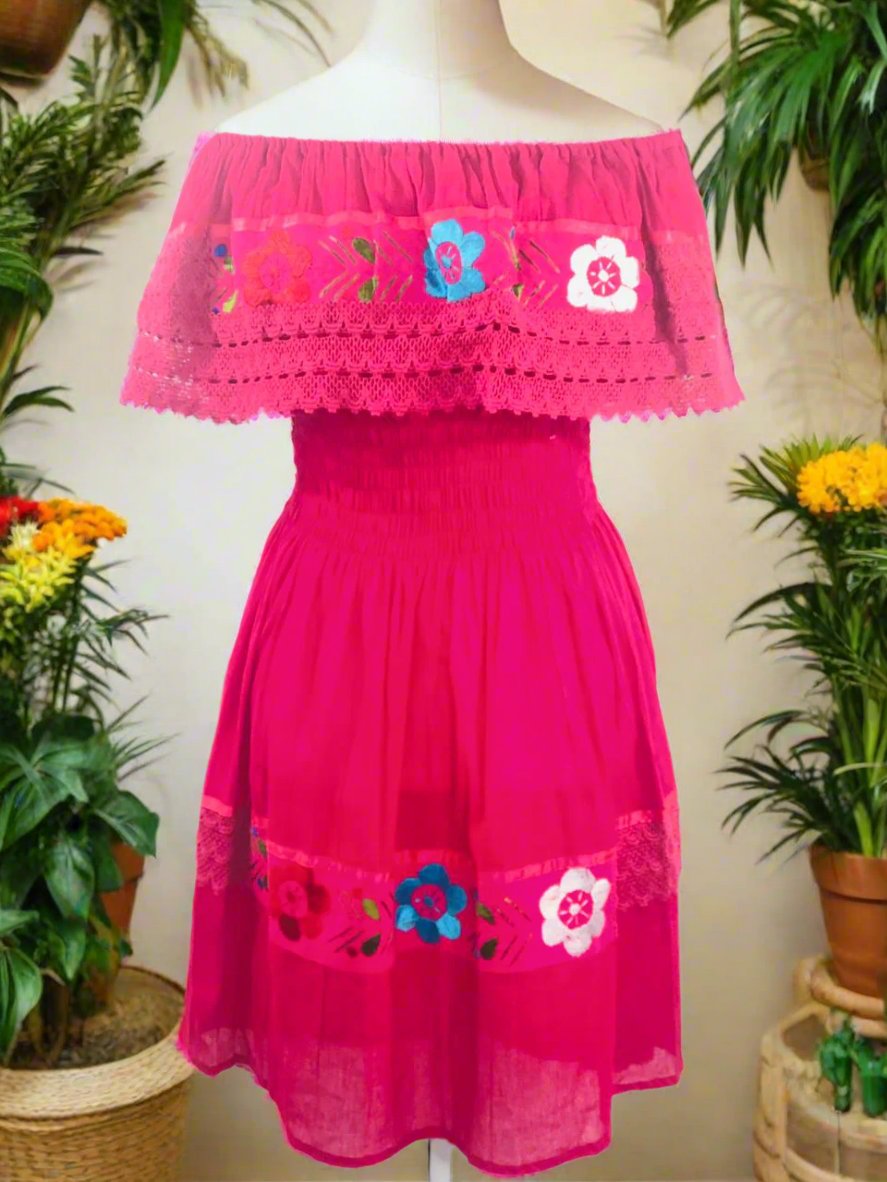 Mexican Embroidered Dress - (Medium/One Size)