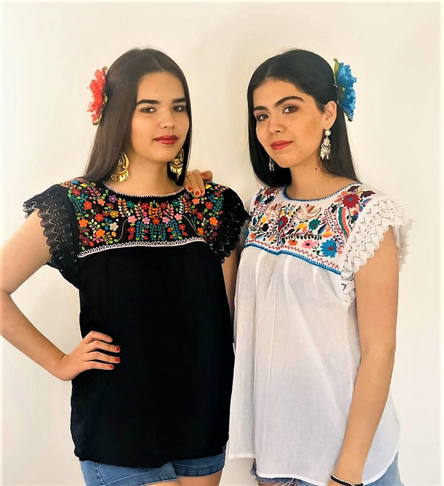 Floral Embroidered Mexican Blouse - (S/M - One Size)