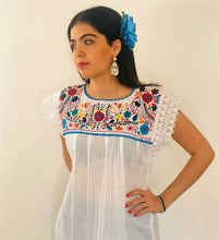 Load image into Gallery viewer, Floral Embroidered Mexican Blouse - (S/M - One Size)
