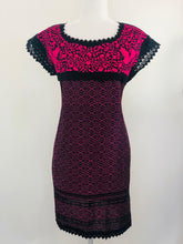 Load image into Gallery viewer, Embroidered Paloma Mexican Dress Green/Fushia - One size (S/M)
