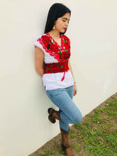 Load image into Gallery viewer, Embroidered Mexican Belt with Red Roses
