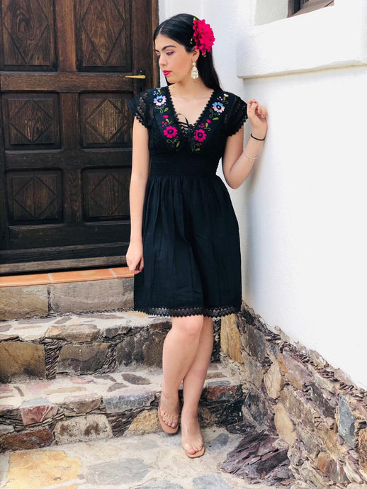 Mexican Coqueta Dress - Floral Embroidery