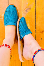 Load image into Gallery viewer, Leather/Blue Huarache Sandals
